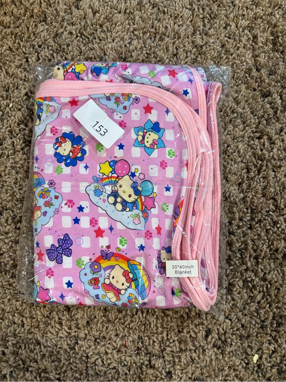 Hello Kitty Pink Cartoon Print Throw Blanket